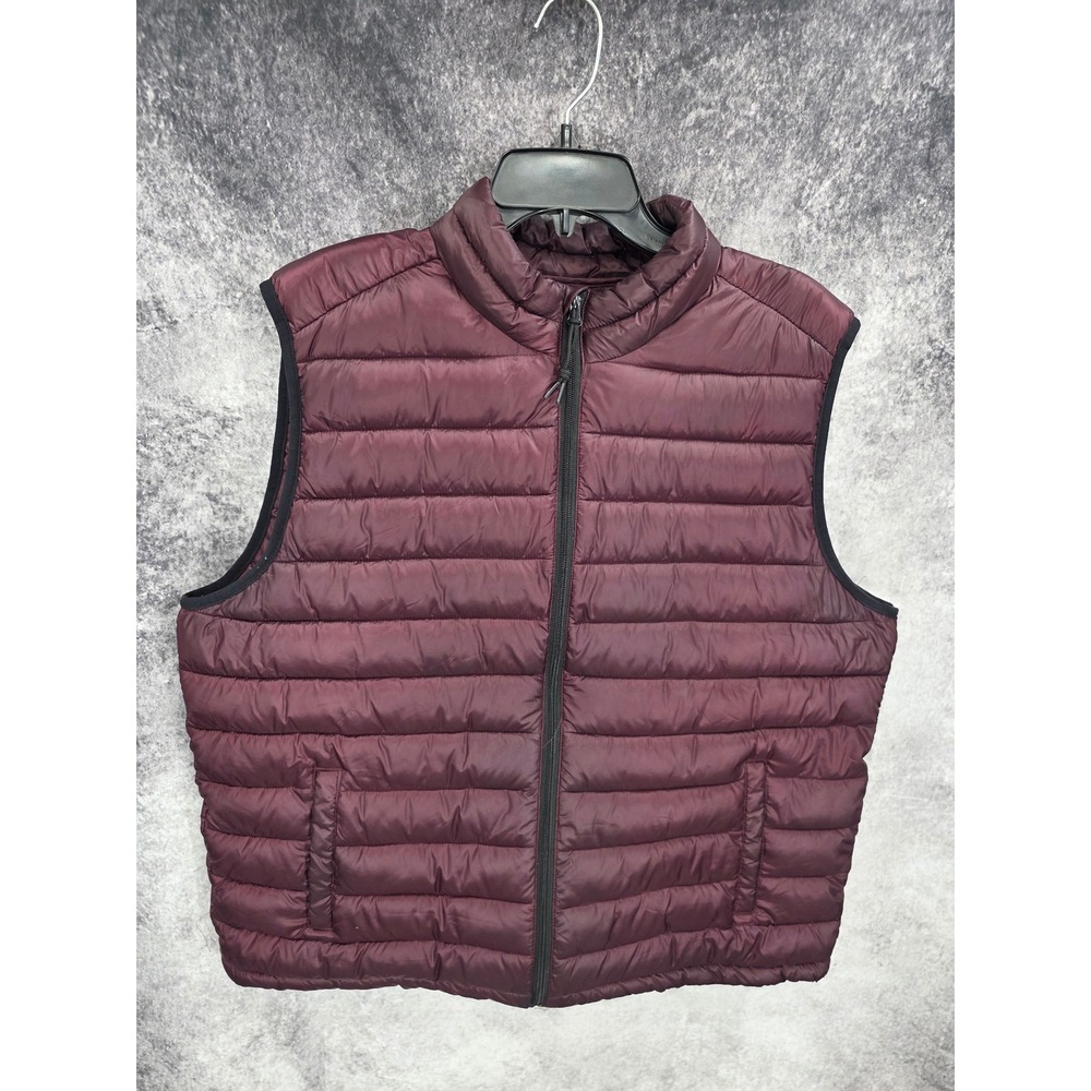 Aeropostale Puffer Vest Mens XL Burgundy Full Zip Quilted Sleeveless Winter Wear